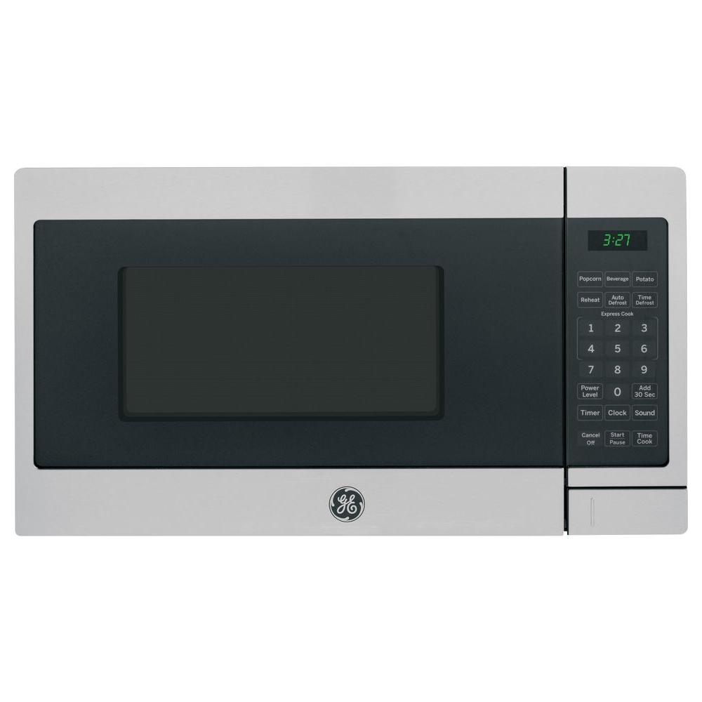 Ge 0 7 Cu Ft Small Countertop Microwave In Stainless Steel