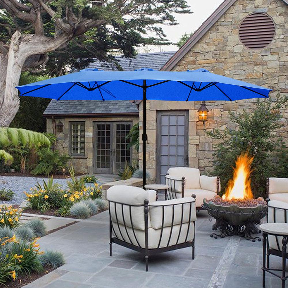 Maypex 15 Ft X 9 Ft Market Rectangular Outdoor Patio Umbrella In Navy 300321 N The Home Depot