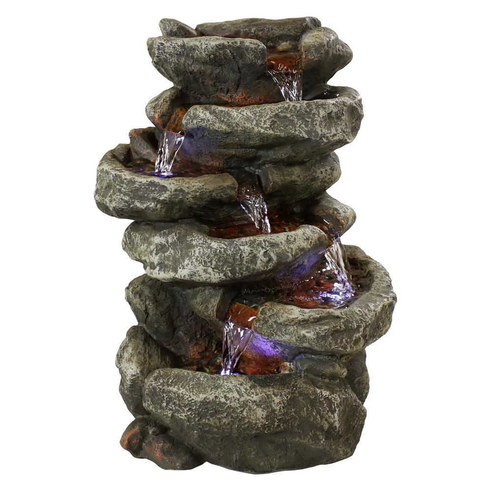 Sunnydaze Decor 15 In 6 Tier Stone Tabletop Water Falls Fountain Sunnydaze Decor 15 In 6 Tier Stone