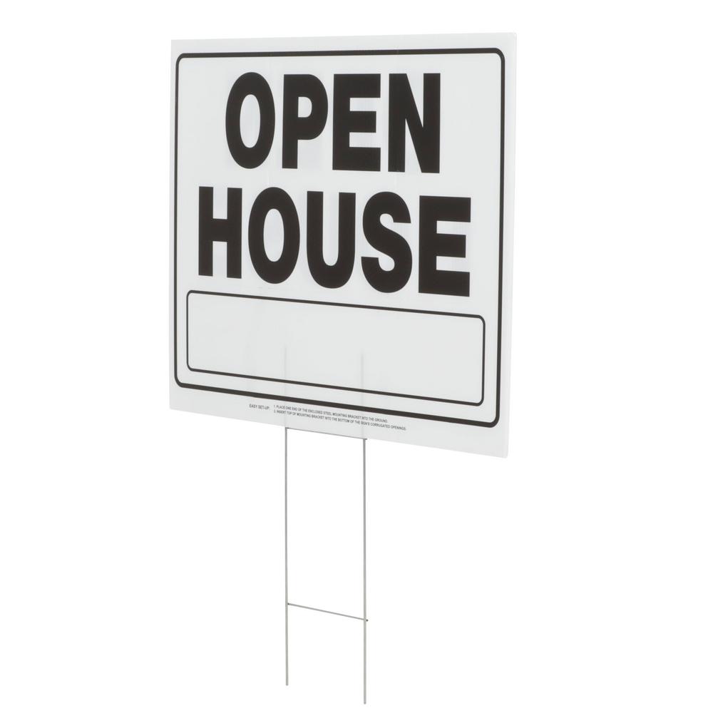 Everbilt 20 in. x 24 in. Corrugated Plastic Open House Sign31384 The