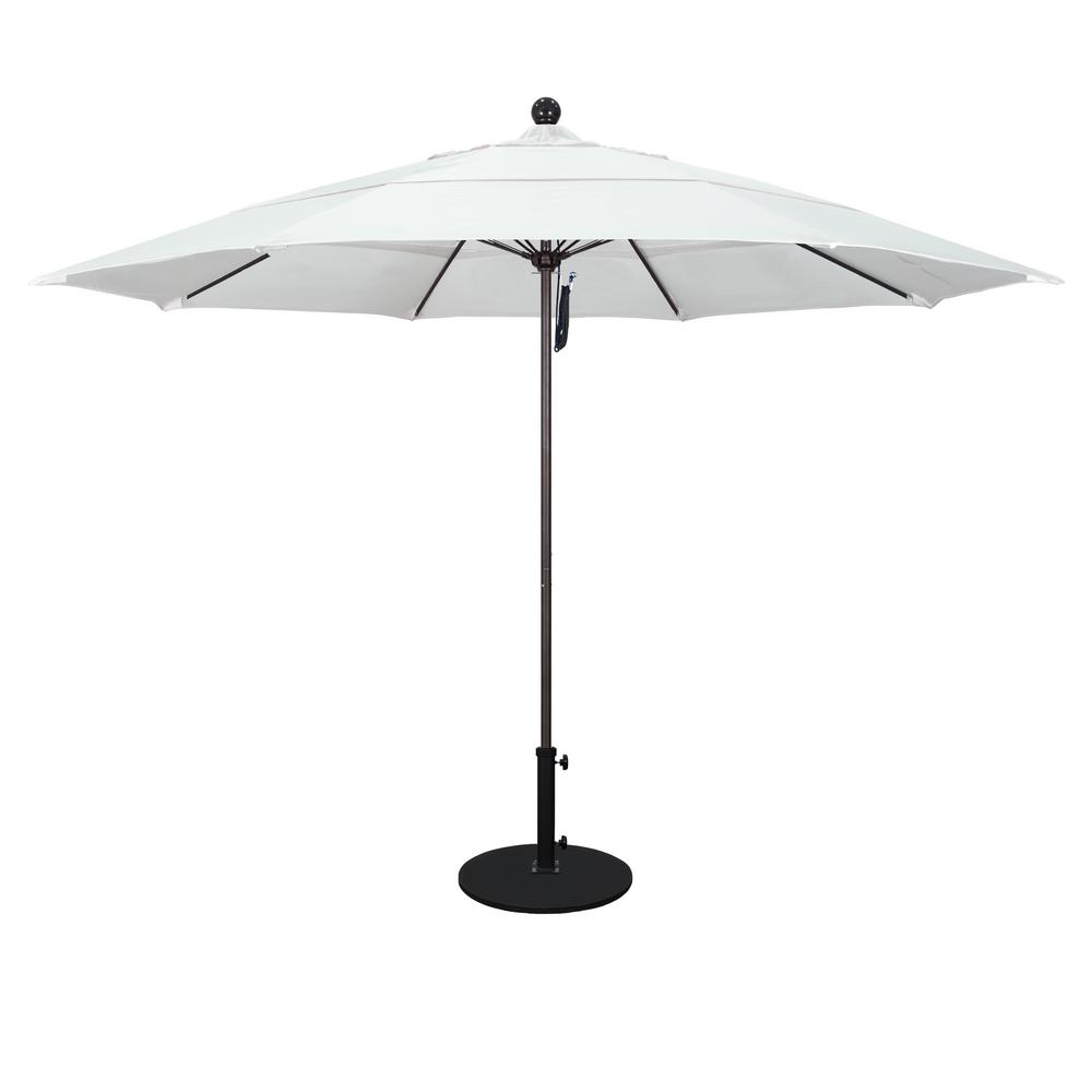 California Umbrella 11 Ft White Aluminum Pole Market Fiberglass Ribs Pulley Lift Outdoor Patio Umbrella In Natural Sunbrella Alto118117 5404 Dwv The Home Depot