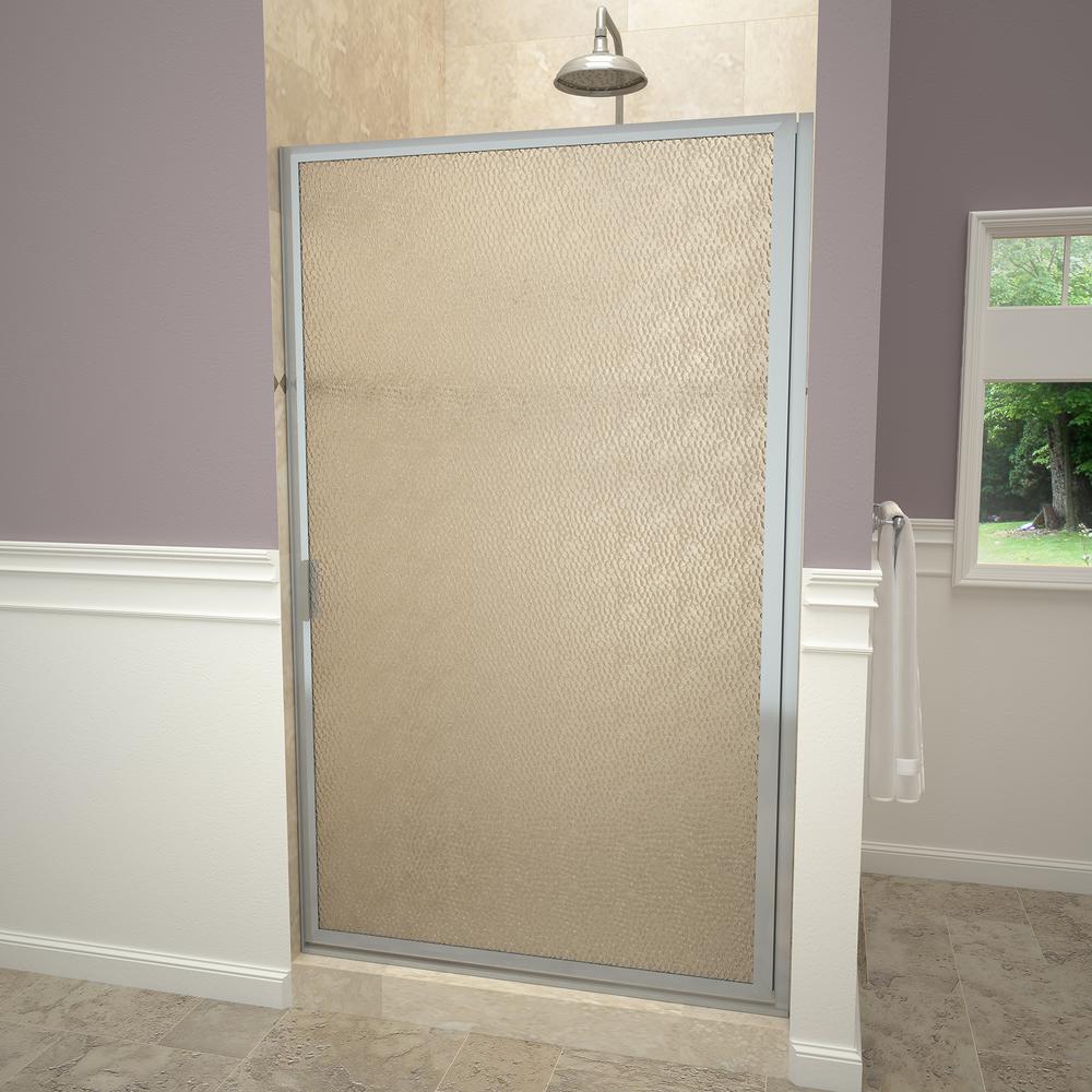 Redi Swing 1100 Series 28 3 8 In W X 67 H Framed Shower H Framed Swing Shower Door In Brushed Nickel With Pull Handle And Obscure Glass