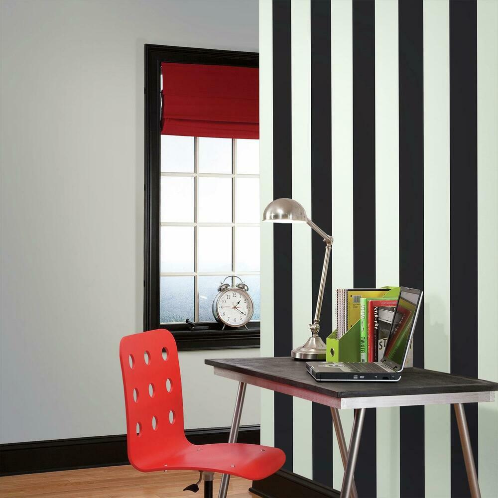 York Wallcoverings Disney Kids DK5994 Silk Stripe Wallpaper Black//White