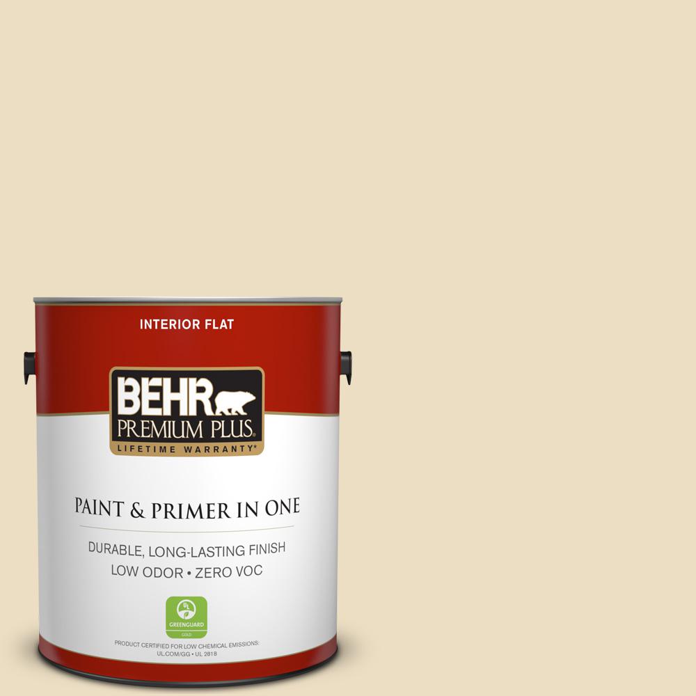 BEHR Premium Plus 1-gal. #PPL-76 Ecru Zero VOC Flat Interior Paint ...