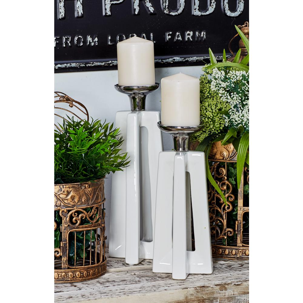 Litton Lane Distressed White Mango Wood Round Tapered and Fluted Post