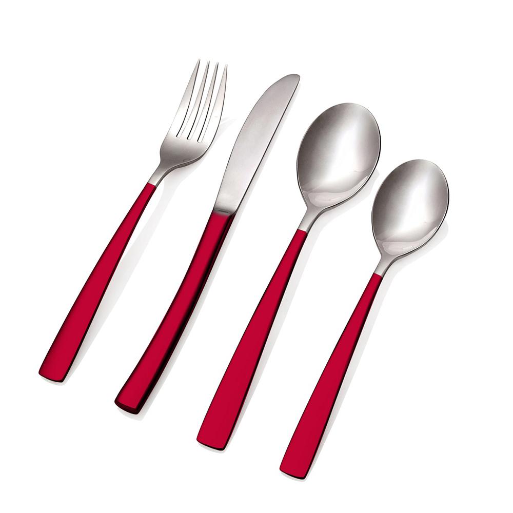 UPC 733652151966 product image for Hampton Forge Argentum 16-Piece 18/0 Stainless Steel Flatware Set, Red | upcitemdb.com