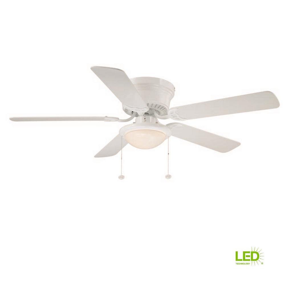 Details About 52 Led Indoor Ceiling Fan With Light Kit Flush Mount 3 Speed 5 Blades White New