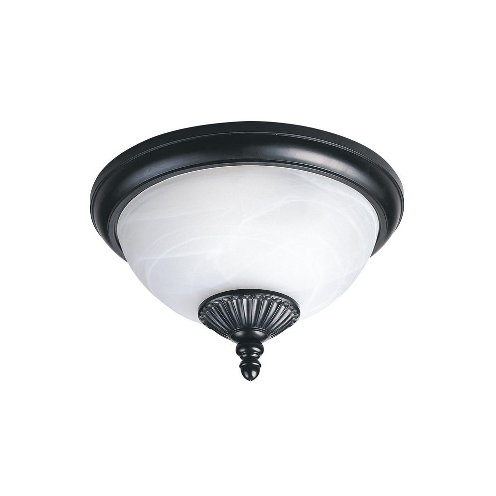 Sea Gull Lighting Yorktown Black 2Light Outdoor Flush Mount with LED