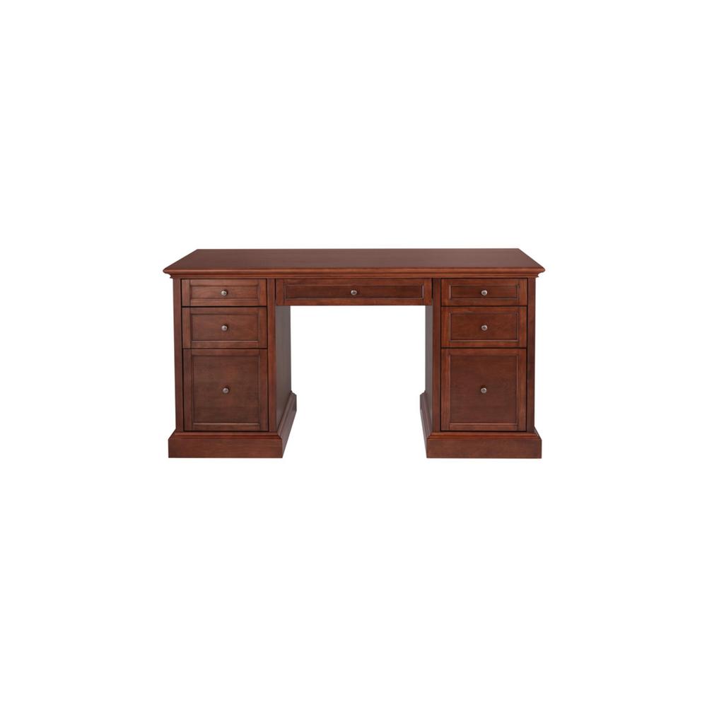 Home Decorators Collection 61 in. Rectangular Brown 7 Drawer Executive Desk with Solid Wood Material was $699.0 now $419.4 (40.0% off)