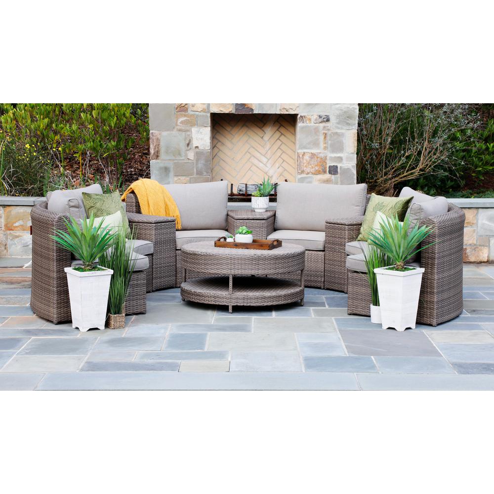 Canopy Cyprus 8 Piece Resin Wicker Outdoor Sectional With Sunbrella Cast Shale Cushions Sec1400cyp The Home Depot