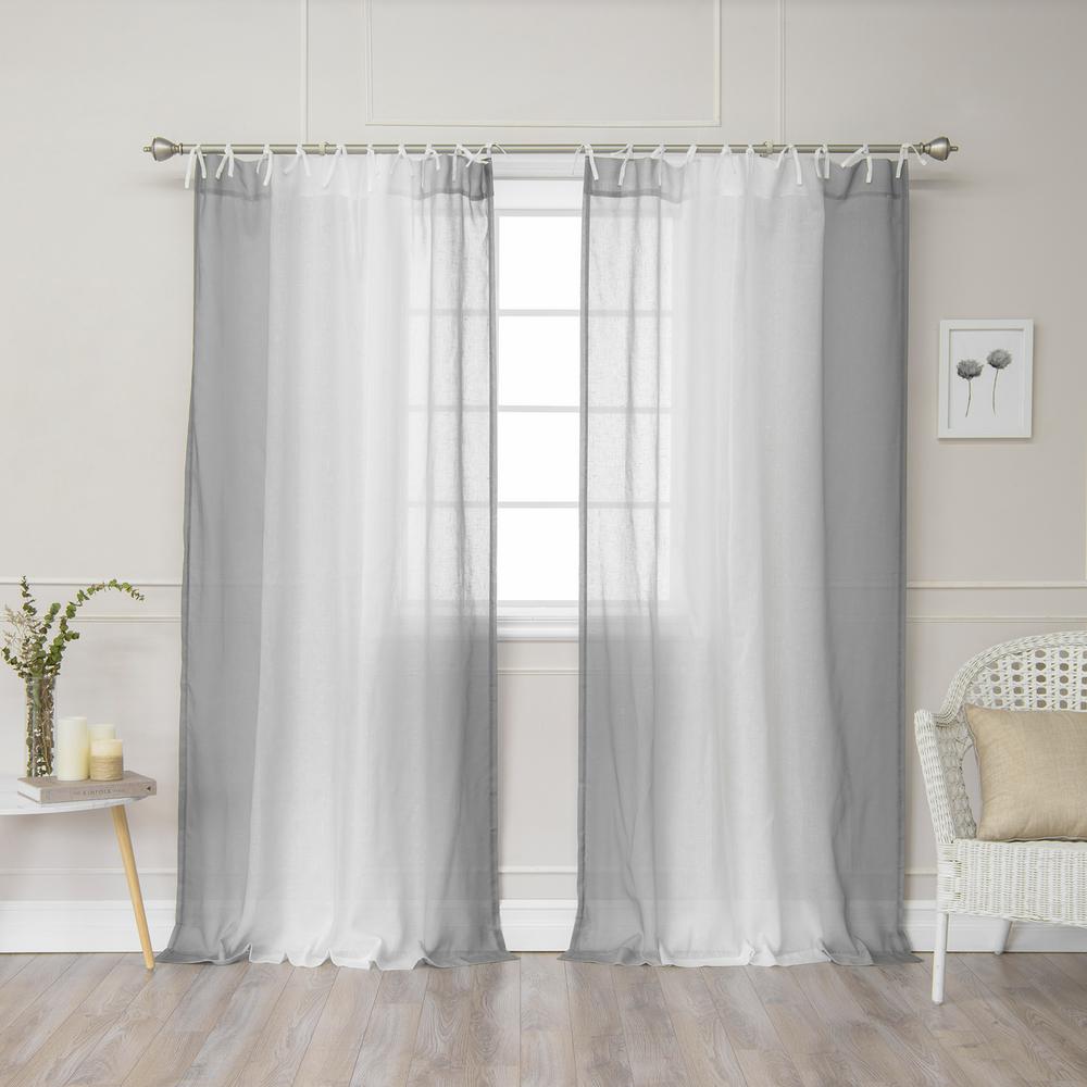 tie tab curtains tie up 84 in grey faux linen ombre border tie top curtain curtains drapes window treatments the home depot tie tab curtains tie up 84 in grey faux linen ombre border tie top curtain curtains drapes window treatments the home depot