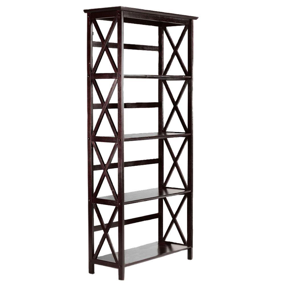 Casual Home 63 In Espresso Wood 4 Shelf Etagere Bookcase With