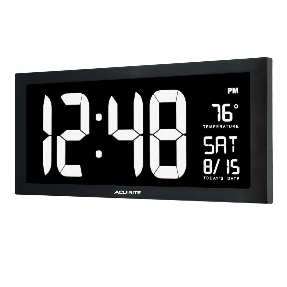 Acurite 18 In Large Led Clock With Indoor Temperature White Display 76102m The Home Depot - Large Display Lcd Wall Clock Acurite 18 In Large Led Clock With Indoor Temperature White Display 76102m The Home Depot - Large Display Lcd Wall Clock