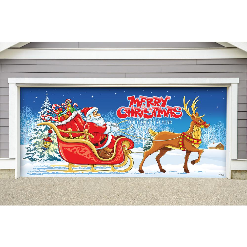 My Door Decor 7 Ft X 16 Ft Santa S Sleigh Ride Christmas Garage