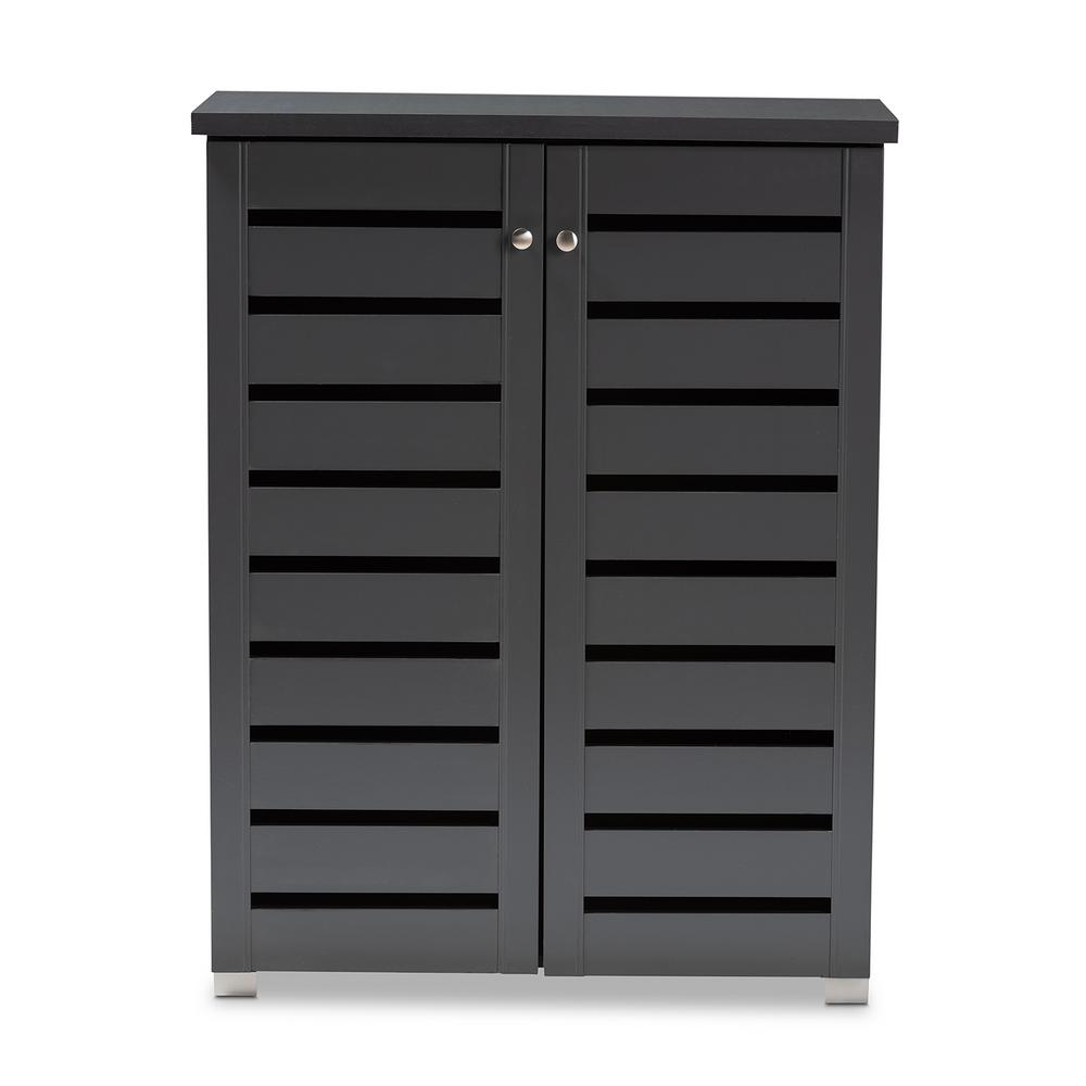 Baxton Studio Adalwin 38 In H X 30 W 15 Pair Dark Gray Wooden Shoe Storage Cabinet
