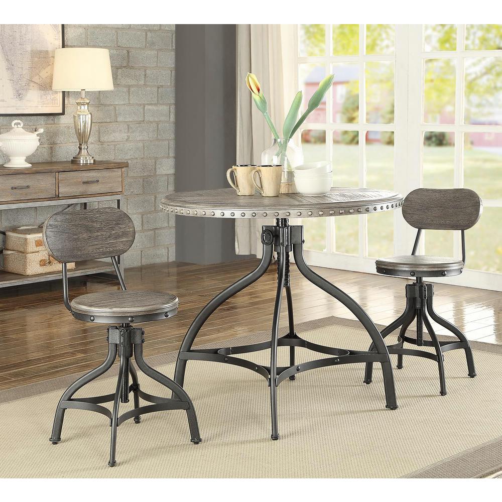 Acme Furniture Fatima 3 Piece Pack Adjustable Gray Oak Counter Height Dining Set 73130 The Home Depot - Adjustable Height Dining Room Chairs Acme Furniture Fatima 3 Piece Pack Adjustable Gray Oak Counter Height Dining Set 73130 The Home Depot - Adjustable Height Dining Room Chairs