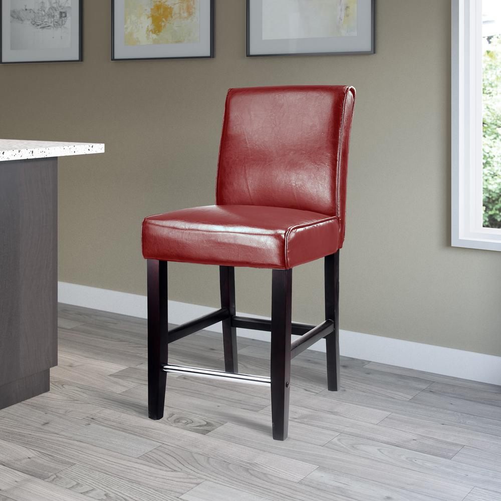 CorLiving Antonio 25 In. Red Bonded Leather Bar Stool-DAD-554-B - The ...