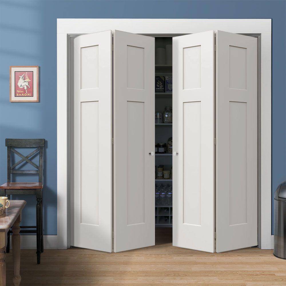 Jeld Wen 36 In X 80 In Craftsman White Painted Smooth Molded Composite Mdf Closet Bi Fold Double Door