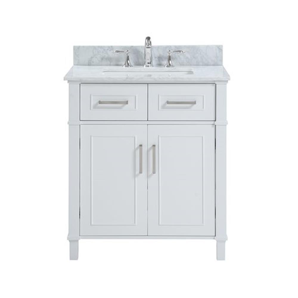 Belvedere Bath Isla 30 In Freestanding Bathroom Vanity In White With Vanity Top In Natural White Carrara With White Basin He H030s The Home Depot