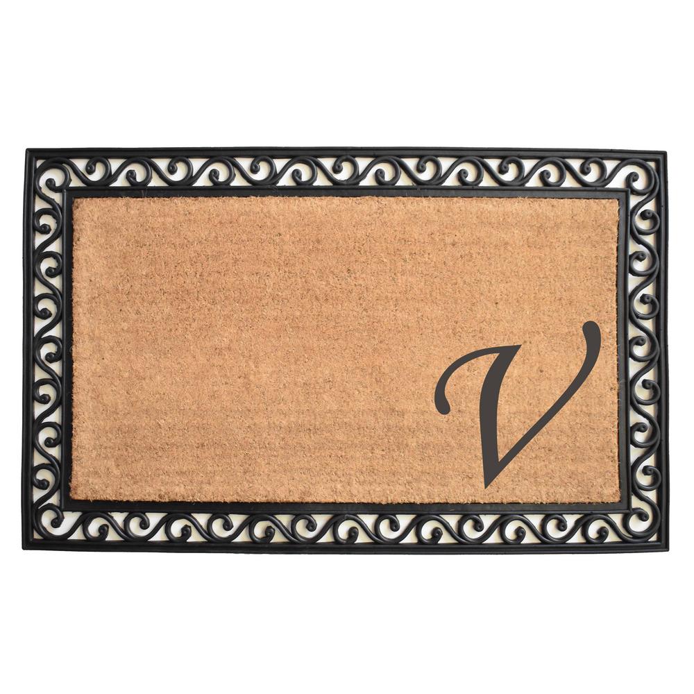 Home More Versailles 30 In X 48 In Monogram V Door Mat