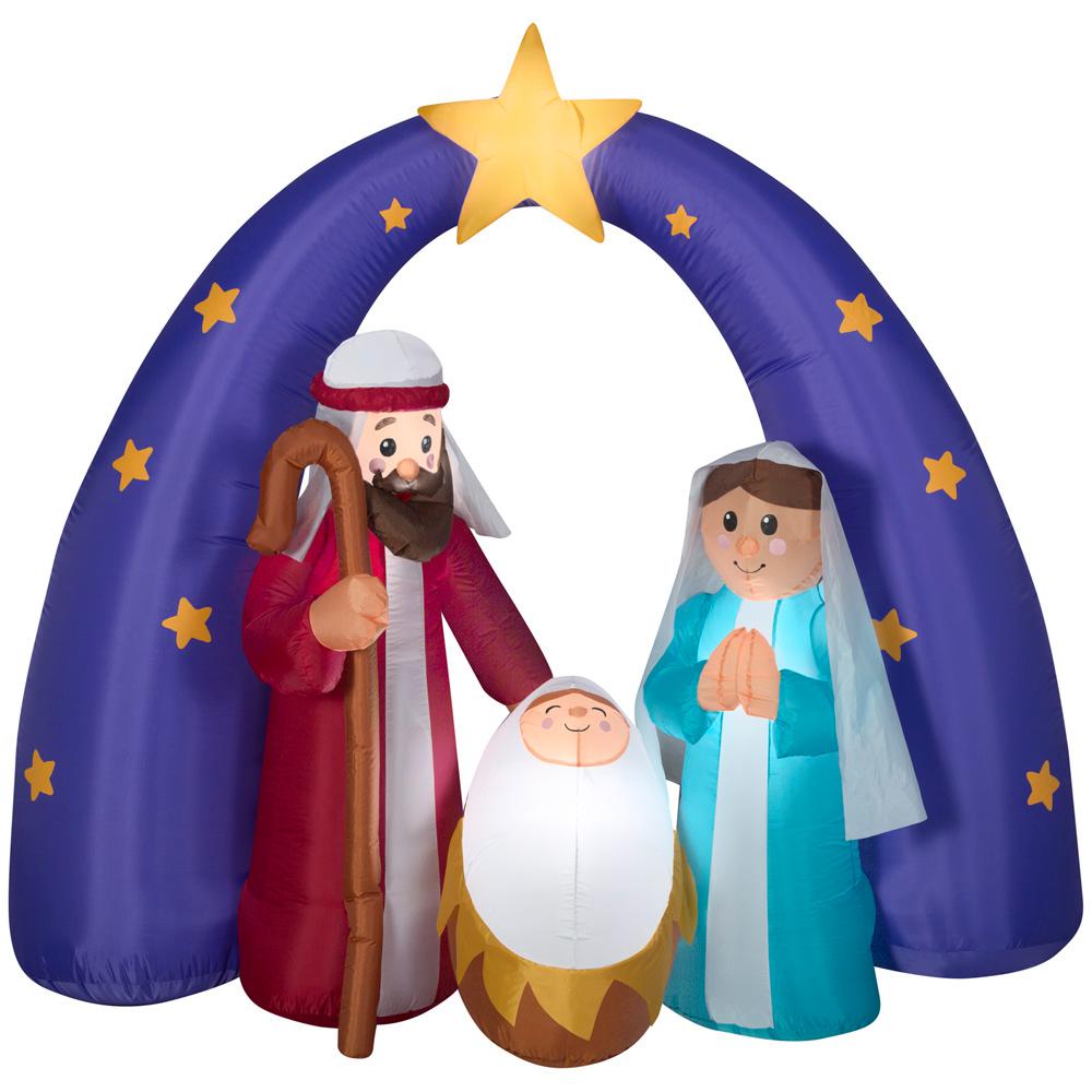 6' Pre-Lit Life Size Airblown Inflatable Nativity Scene ...