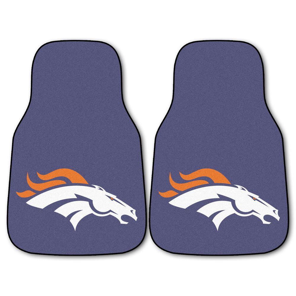 Fanmats Denver Broncos 18 In X 27 In 2 Piece Carpeted Car Mat