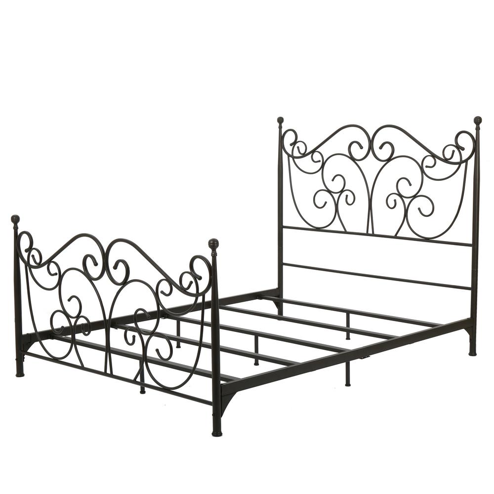 Noble House King Champagne Silver Metal Bed Frame 6099 The Home Depot