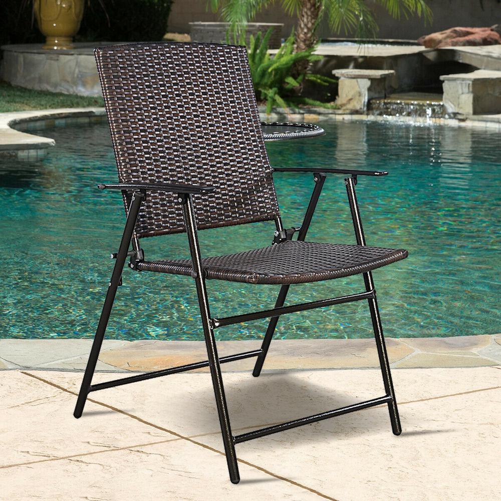 Boyel Living Folding Wicker Rattan Outdoor Patio Lounge Chairs Set Of 4 Wf Hw51584 The Home Depot