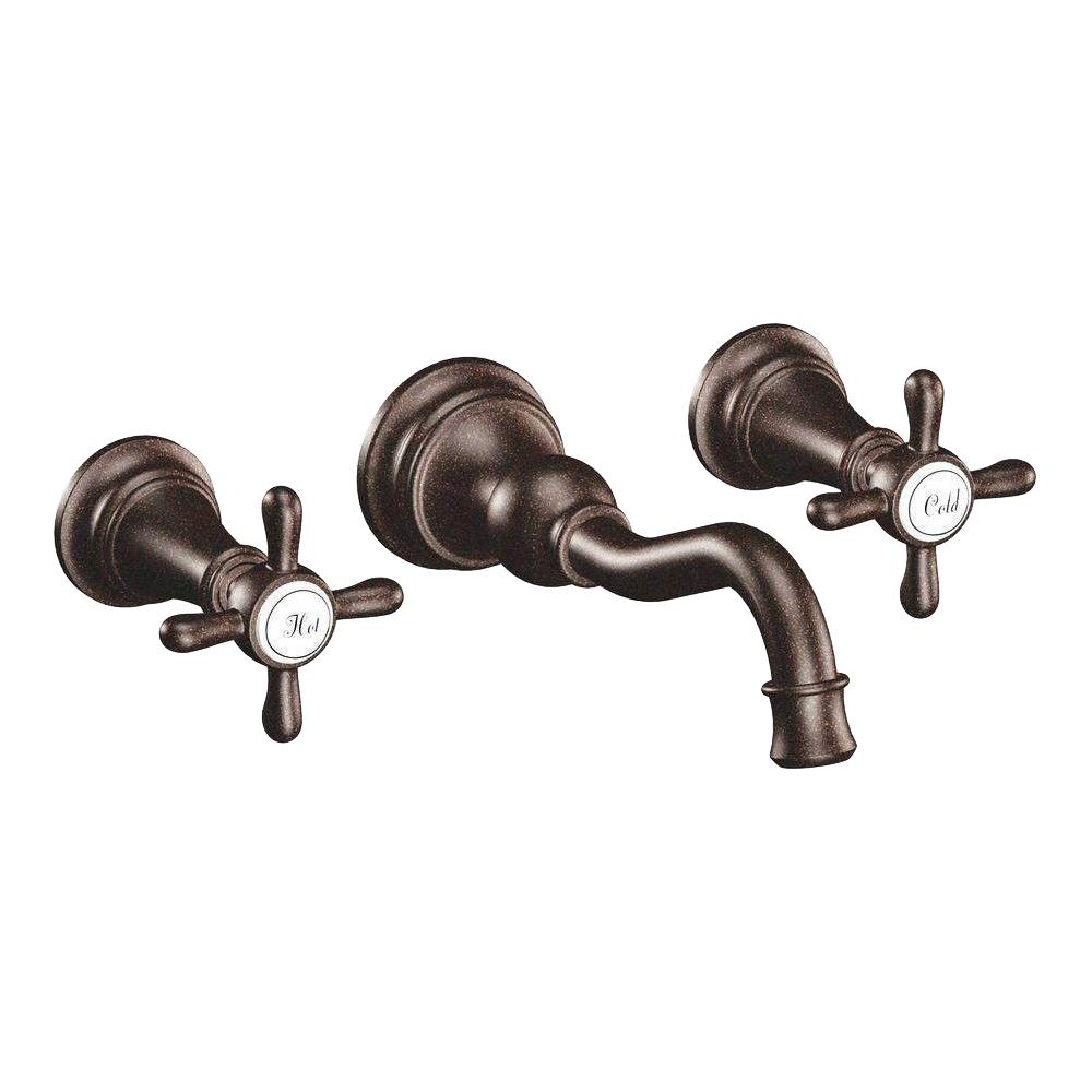 Moen Weymouth 2 Handle Wall Mount High Arc Bathroom Faucet In Oil