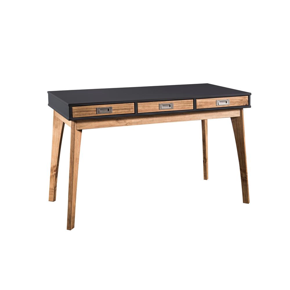 Manhattan Comfort Jackie Dark Grey And Natural Wood Home