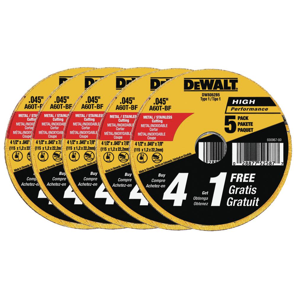 DEWALT 41/2 in. x .045 in. x 7/8 in. Metal and Stainless Cutting Wheel