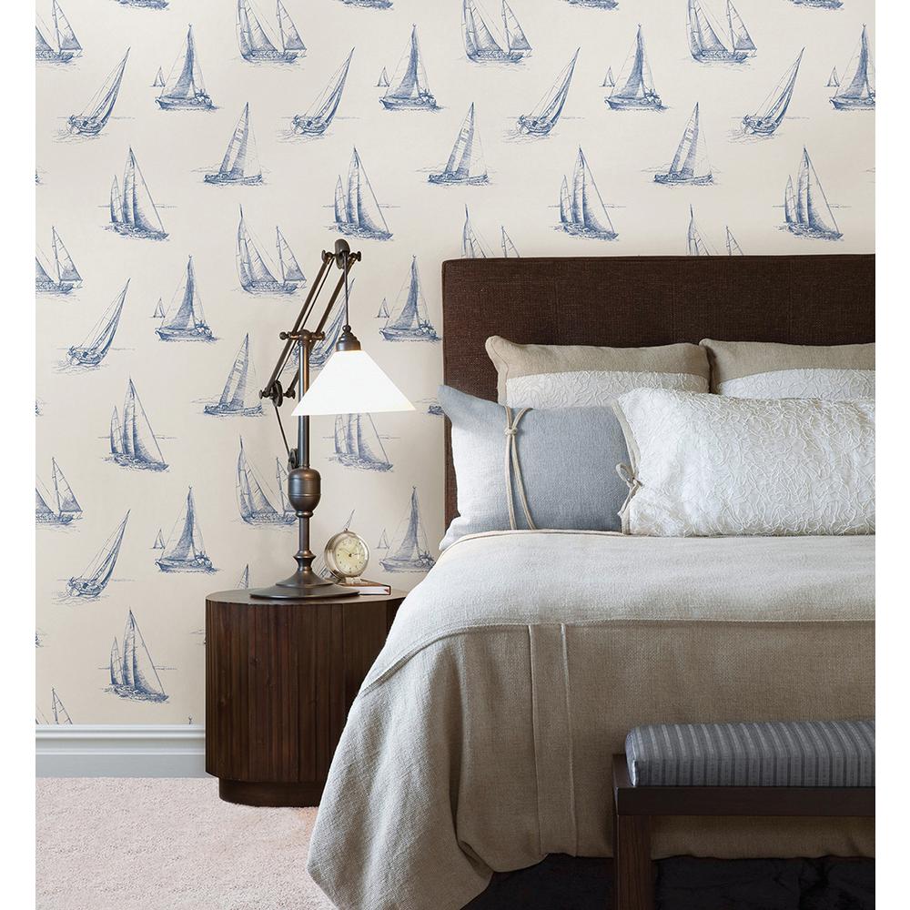 Chesapeake 56.4 sq. ft. Hudson Bay Navy Nautical Wallpaper3114003338