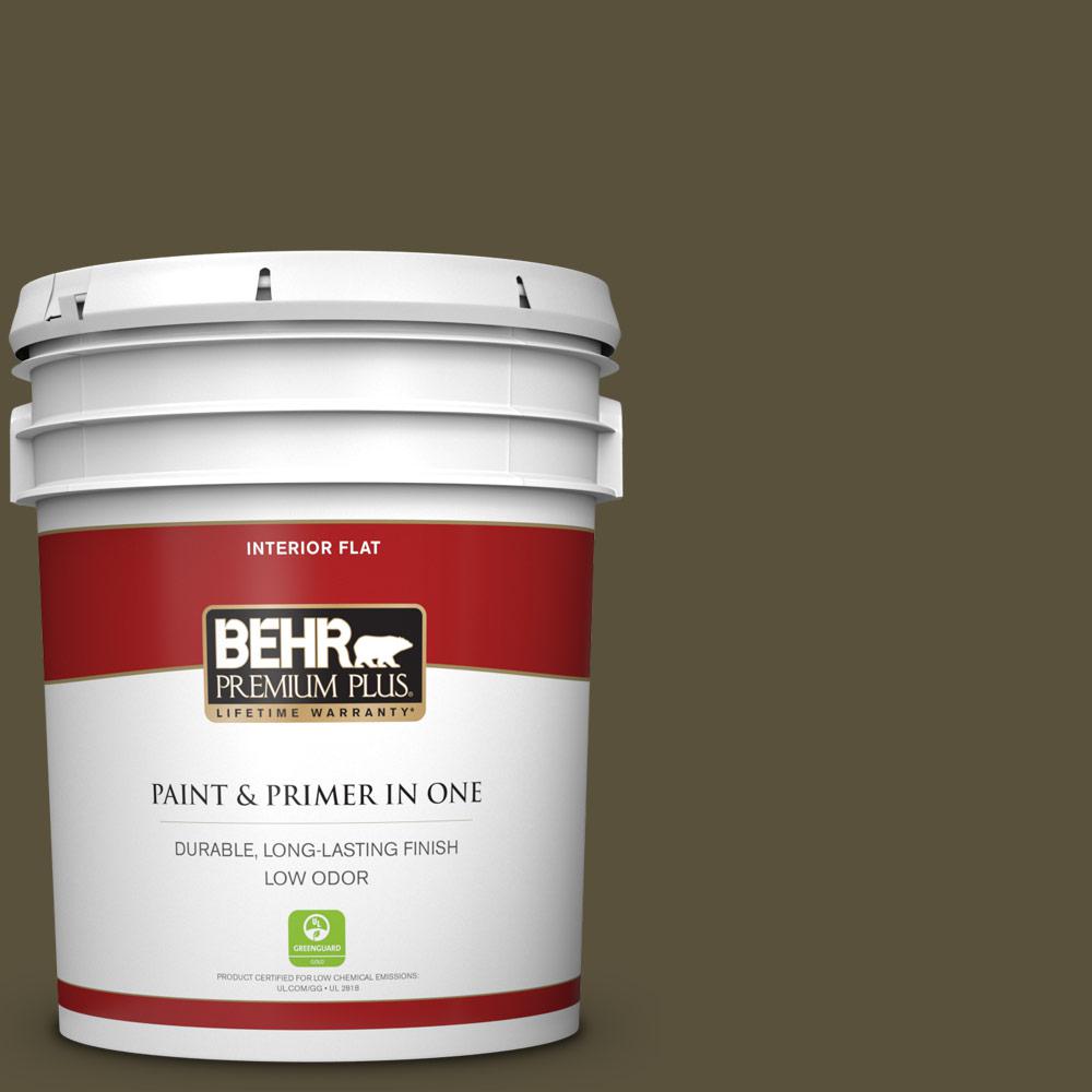 Behr Premium Plus 5 Gal S H 730 Eagle Rock Flat Low Odor Interior Paint And Primer In One