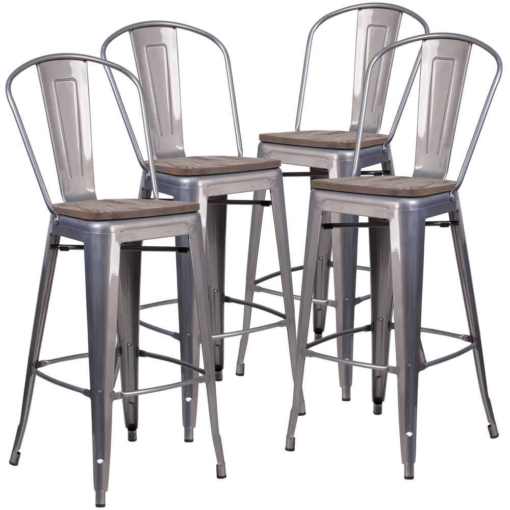 carnegy avenue 465 in clear coated bar stool set of  4cgaxu250717clhd  the home depot