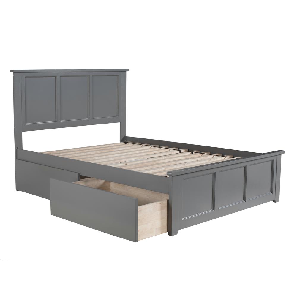 Madison Full Platform Bed With Matching Foot Board 2 Urban Drawers In Grey