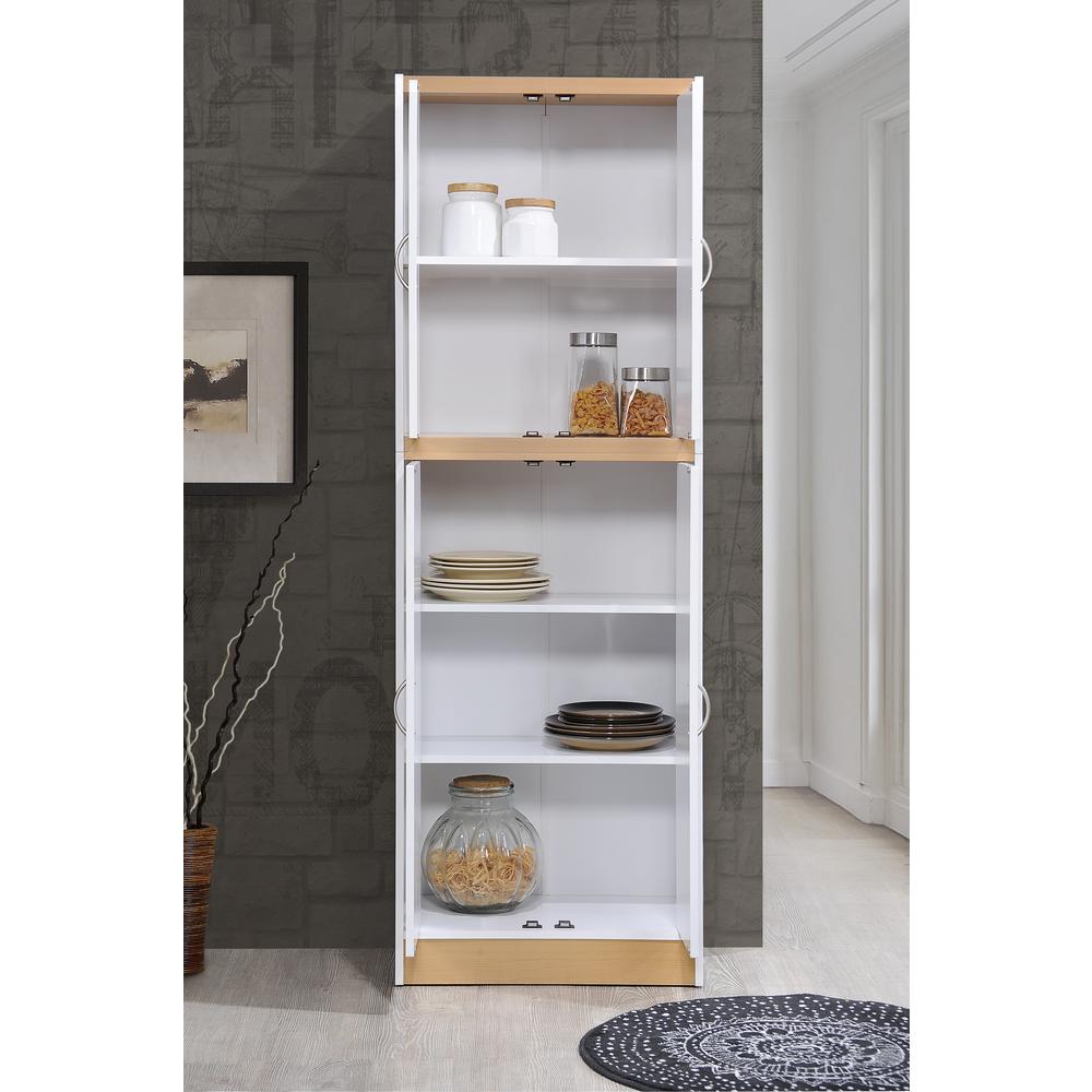 Hodedah 4 Door White Kitchen Pantry Hi224 White The Home Depot