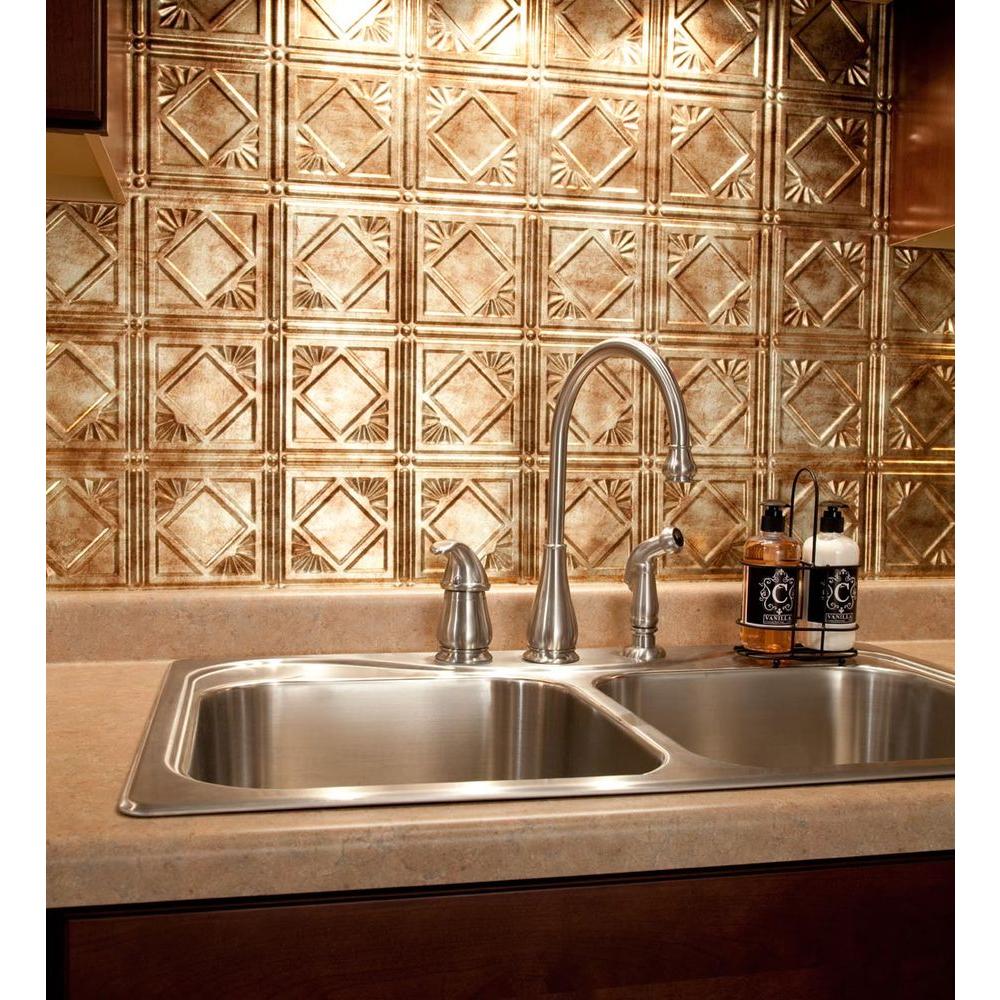 Fasade 18 in. x 24 in. Traditional 4 PVC Decorative Backsplash Panel in ...