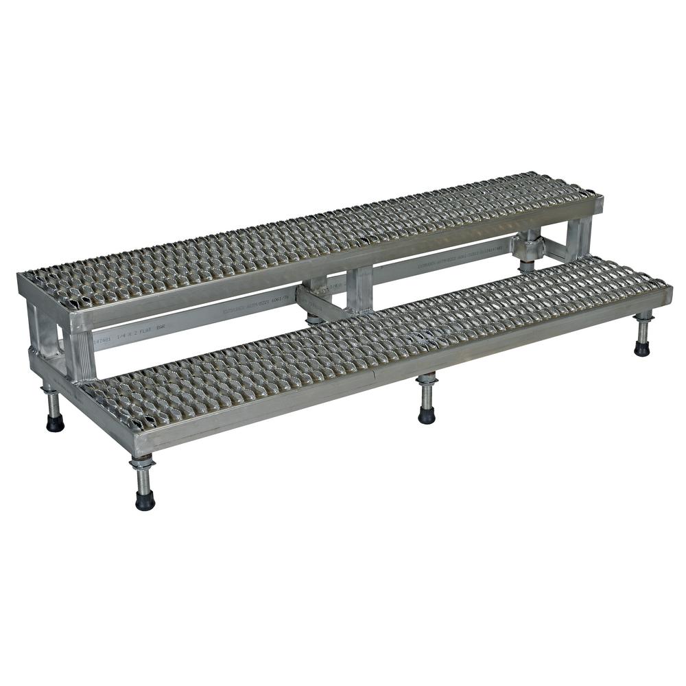 Vestil 60 inch x 23 inch 2 Step Adjustable Stainless Steel Step Mate Stand by Vestil