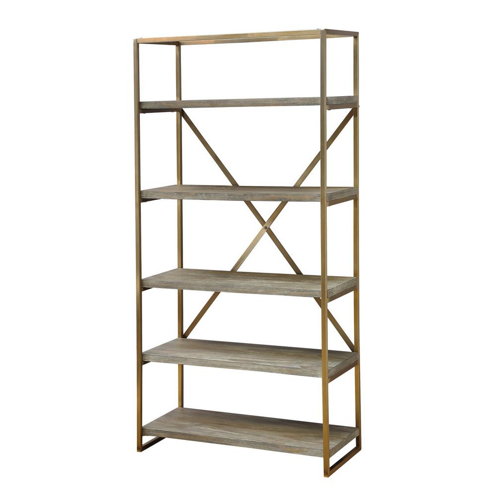 Southern Enterprises 84.5 in. Gold Metal 5shelf Etagere Bookcase with
