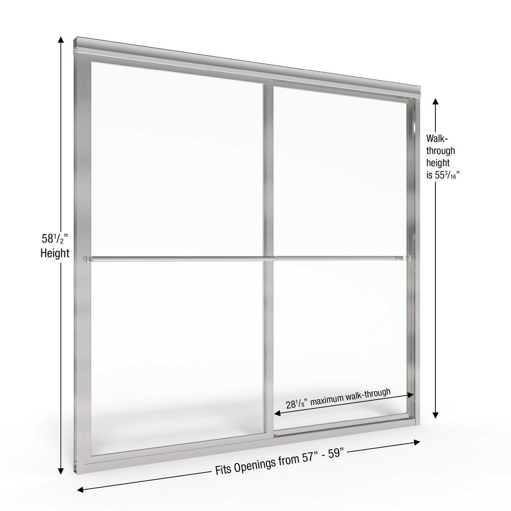 Basco Deluxe 59 In X 58 1 2 In Obscure Framed Sliding Tub Door