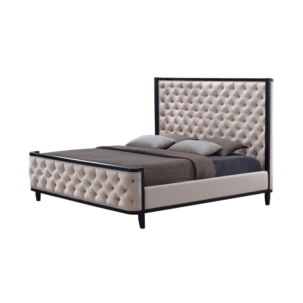 Luxeo Kensington Khaki King Upholstered Bed Lux K6437 Cus The Home Luxeo Kensington Khaki King Upholstered Bed