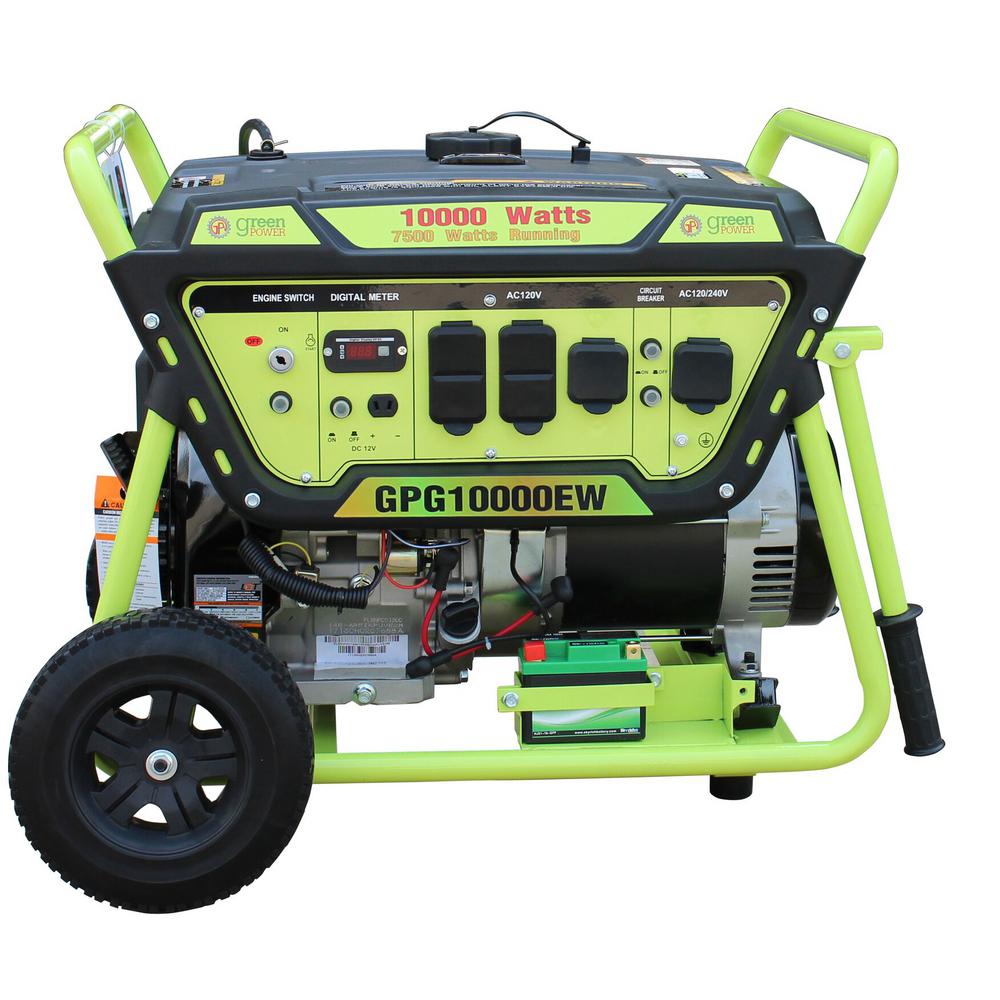 10000W Electric Start Generator Green - Green-Power