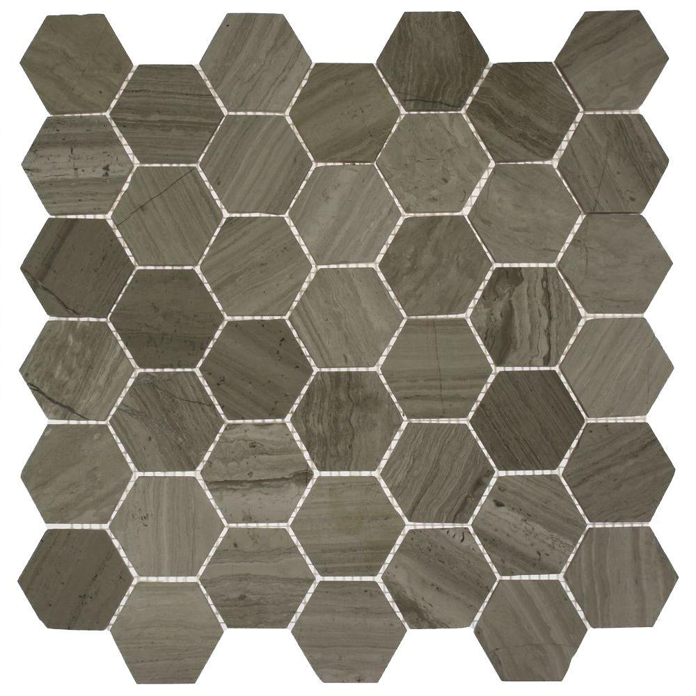 Ivy Hill Tile Hexagon Wooden Beige Mosaic Floor and Wall Tile - 4 in. x ...