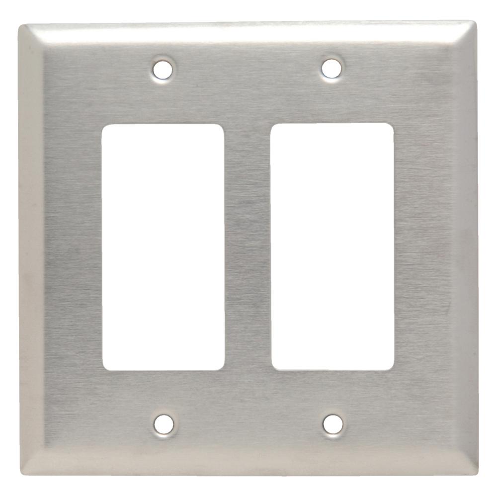 Leviton 2Gang Decora Oversized Wall Plate, Stainless SteelSO262 The Home Depot