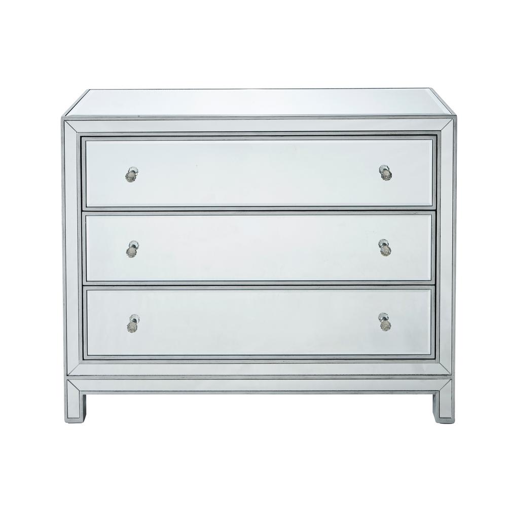 Philip 40 In 3 Drawers Antique Silver Paint Finish Chest With