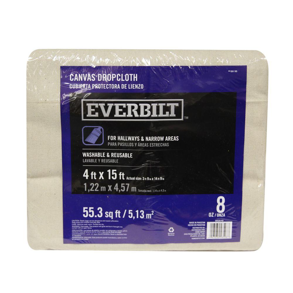 Everbilt 4 ft. x 15 ft. 8 oz. Canvas Drop Cloth58538/6HD The Home Depot