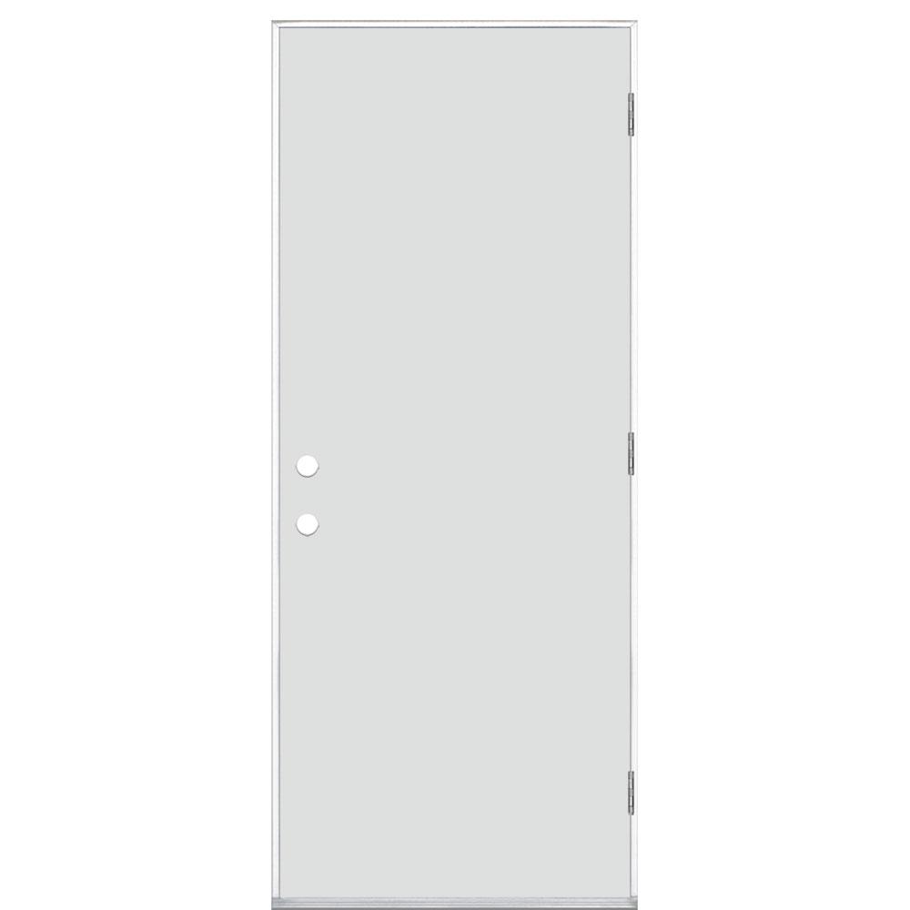 Masonite 32 in. x 80 in. Utility Flush RightHand Outswing Primed Steel