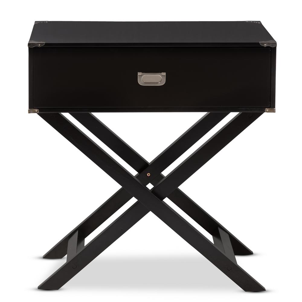 Baxton Studio Curtice 1 Drawer Black Nightstand 28862 7628 Hd