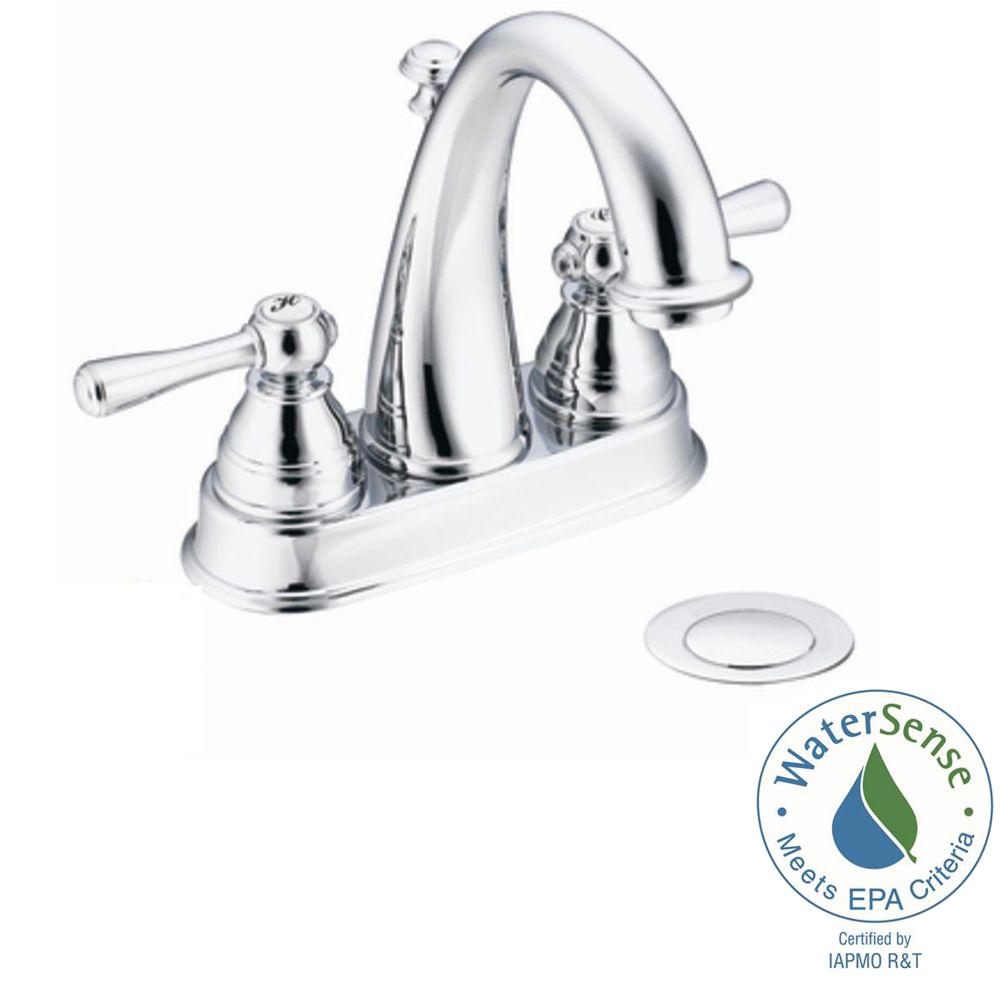 MOEN Kingsley 4 in. Centerset 2Handle HighArc Bathroom Faucet in