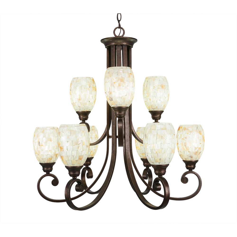 Filament Design 9 Light Bronze Chandelier With Ivory Glaze Seashell Filament Design 9 Light Bronze Chandelier With Ivory Glaze Seashell Gl Shade
